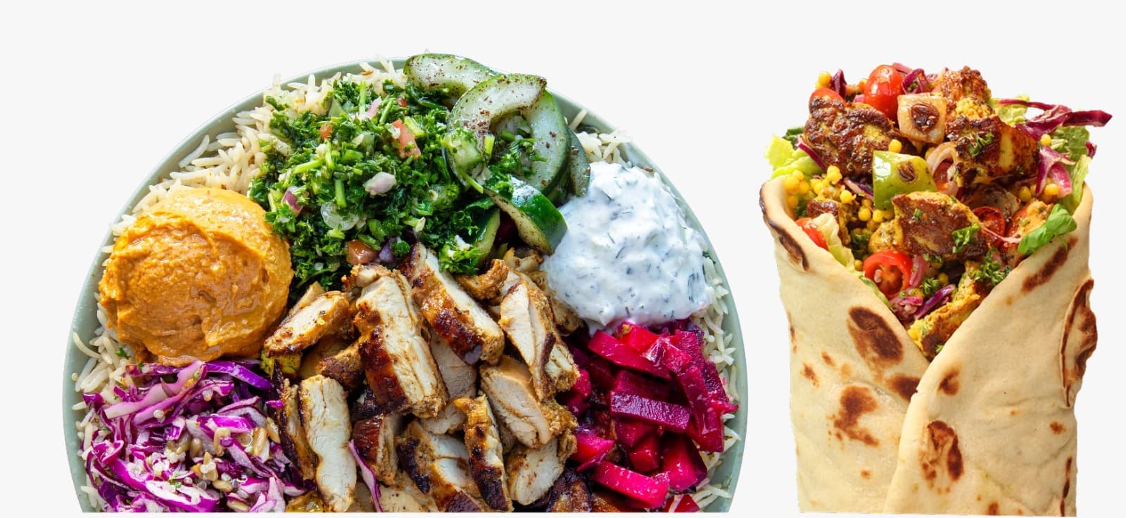 Fresh Greek bowl with grilled chicken and authentic gyro wrap - Gyro City catering